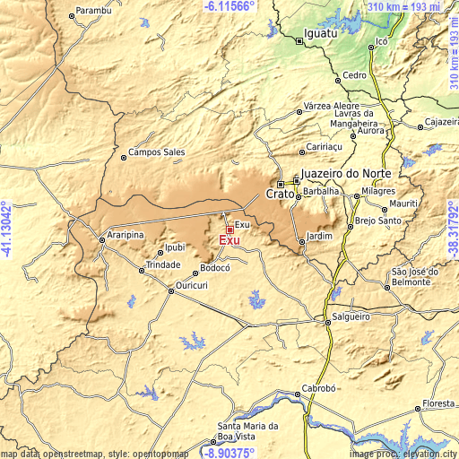 Topographic map of Exu