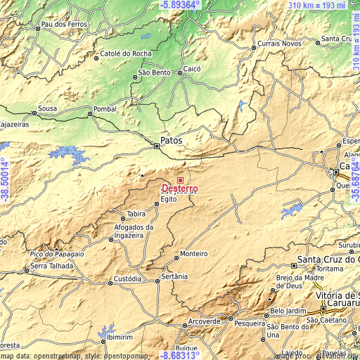 Topographic map of Desterro