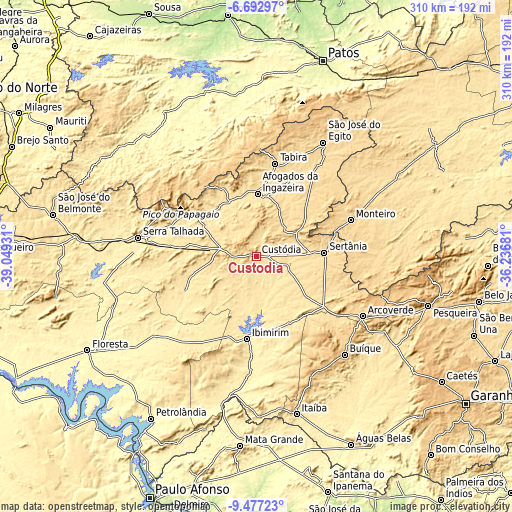 Topographic map of Custódia