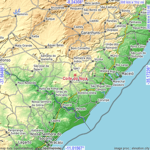 Topographic map of Coité do Nóia