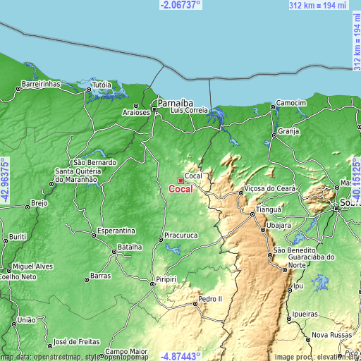 Topographic map of Cocal