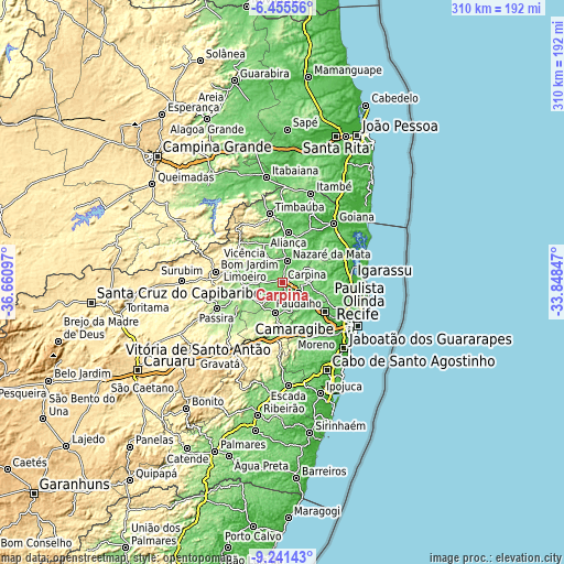 Topographic map of Carpina