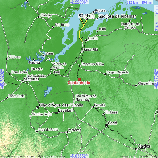 Topographic map of Cantanhede