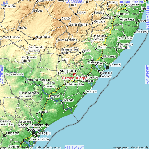 Topographic map of Campo Alegre
