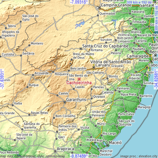 Topographic map of Cachoeirinha