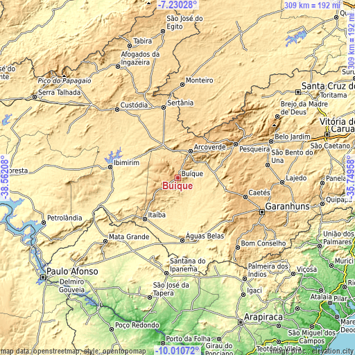 Topographic map of Buíque