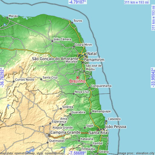 Topographic map of Brejinho