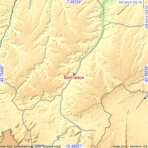 Topographic map of Bom Jesus