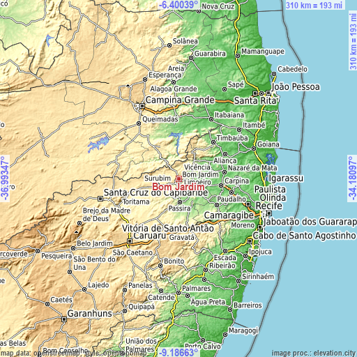 Topographic map of Bom Jardim