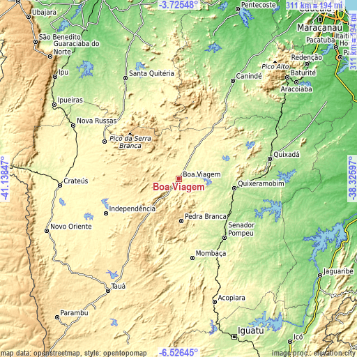 Topographic map of Boa Viagem