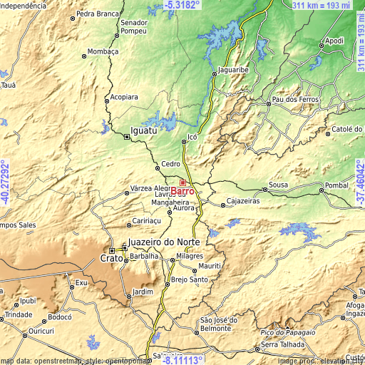 Topographic map of Barro