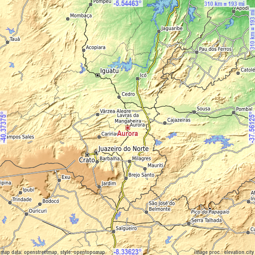 Topographic map of Aurora