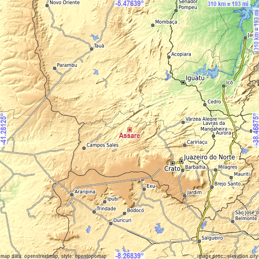 Topographic map of Assaré