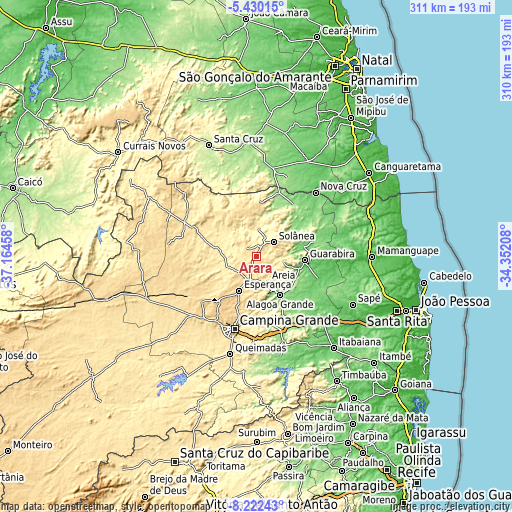 Topographic map of Arara