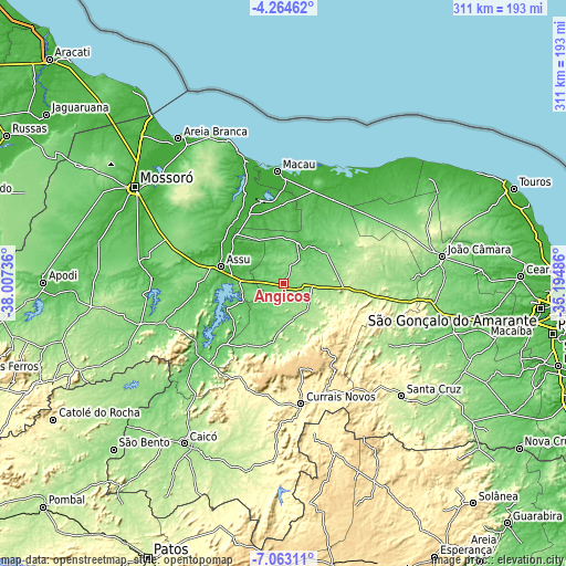 Topographic map of Angicos