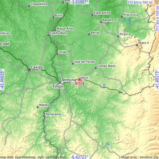 Topographic map of Altos