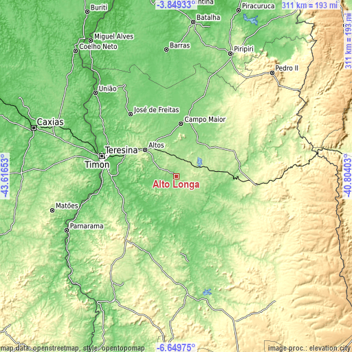 Topographic map of Alto Longá