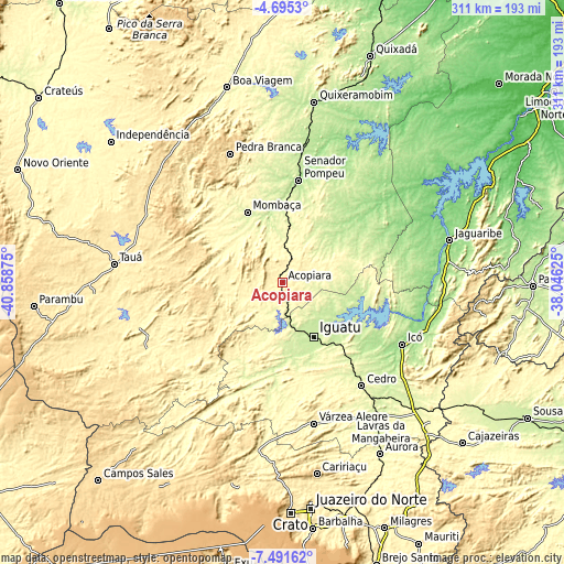 Topographic map of Acopiara