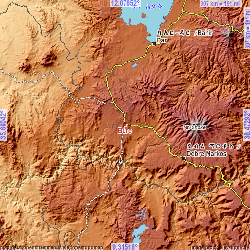 Topographic map of Burē