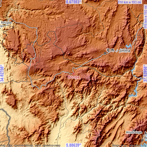 Topographic map of Bonga