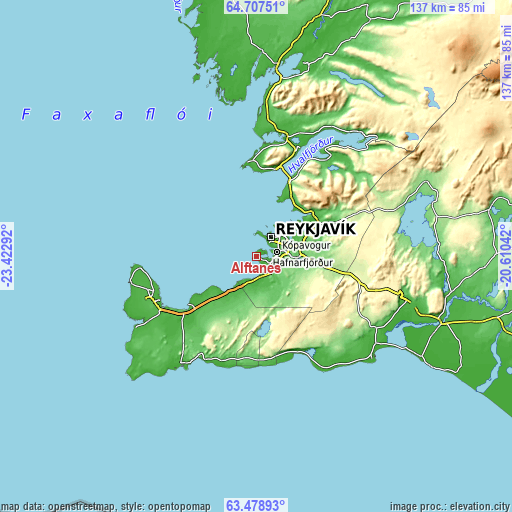 Topographic map of Álftanes