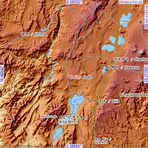 Topographic map of Bodītī