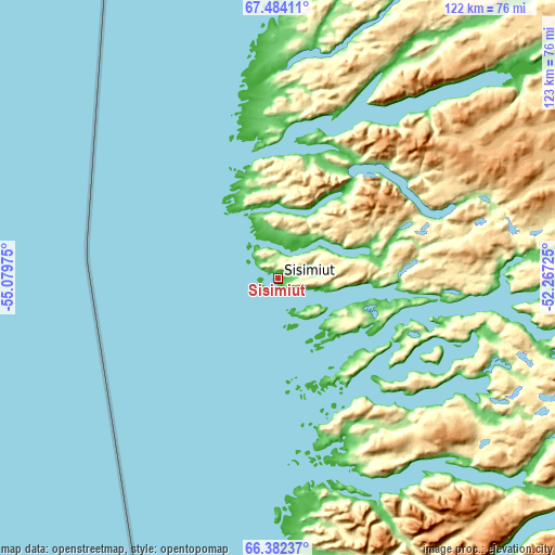 Topographic map of Sisimiut