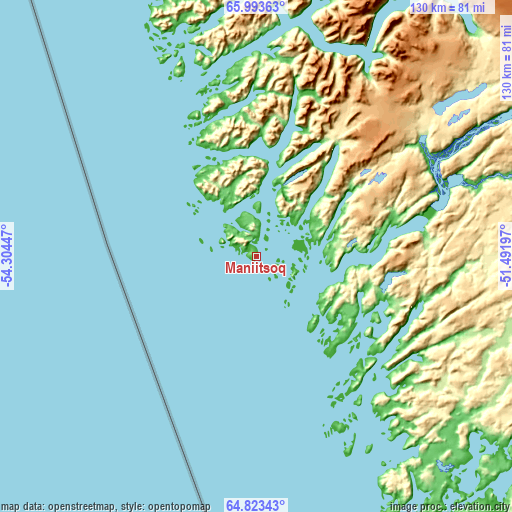 Topographic map of Maniitsoq