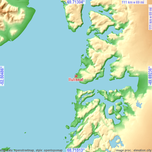 Topographic map of Ilulissat