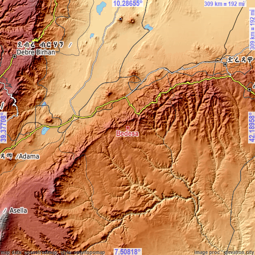 Topographic map of Bedēsa