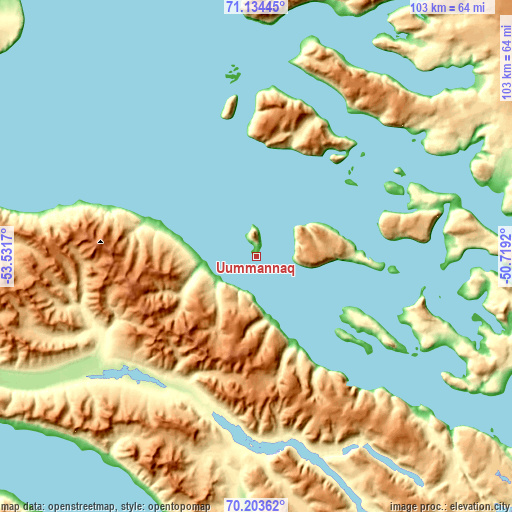 Topographic map of Uummannaq