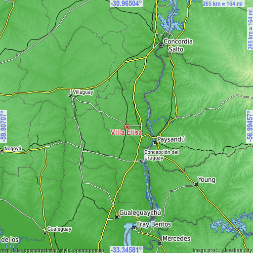 Topographic map of Villa Elisa