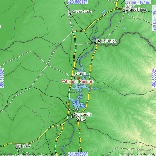 Topographic map of Villa del Rosario