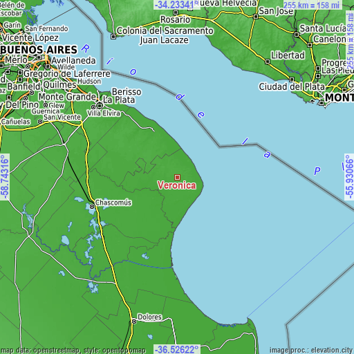 Topographic map of Verónica