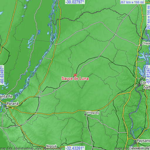 Topographic map of Sauce de Luna