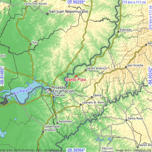 Topographic map of Santo Pipó
