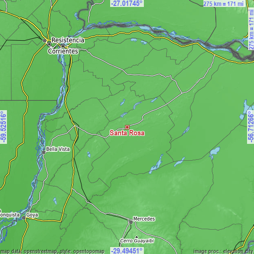 Topographic map of Santa Rosa