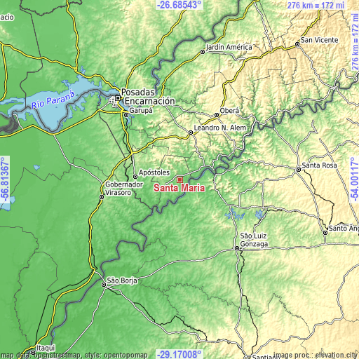 Topographic map of Santa María