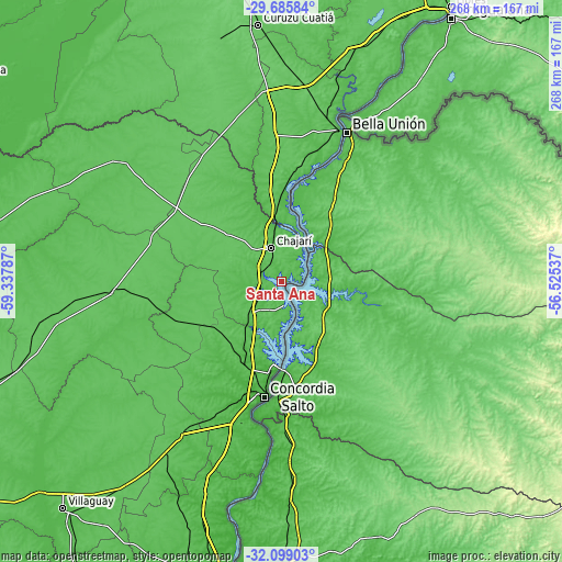 Topographic map of Santa Ana