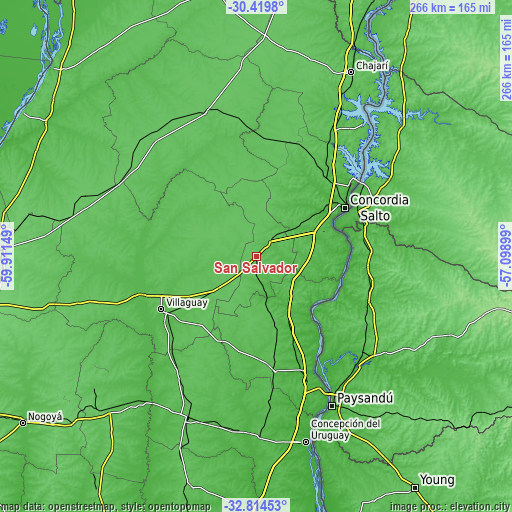 Topographic map of San Salvador
