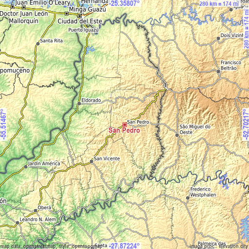 Topographic map of San Pedro