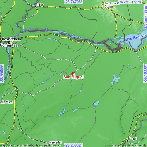 Topographic map of San Miguel