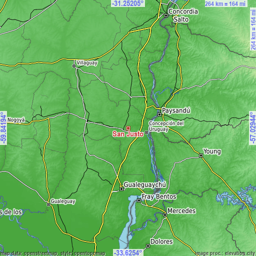 Topographic map of San Justo