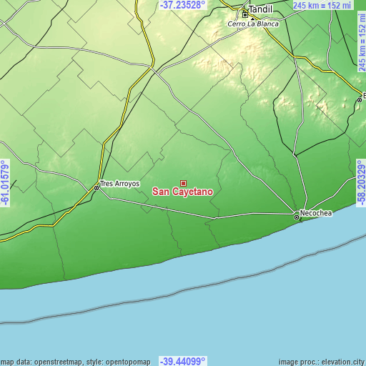 Topographic map of San Cayetano