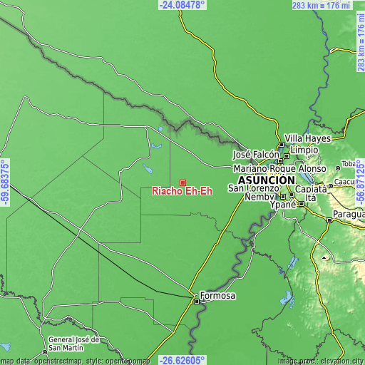 Topographic map of Riacho Eh-Eh