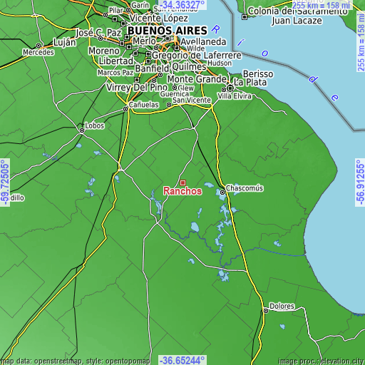 Topographic map of Ranchos