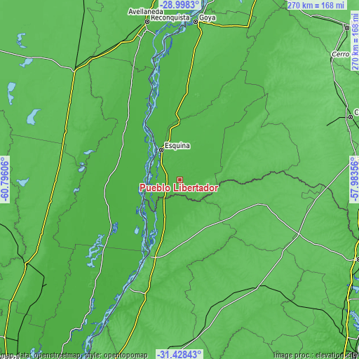 Topographic map of Pueblo Libertador