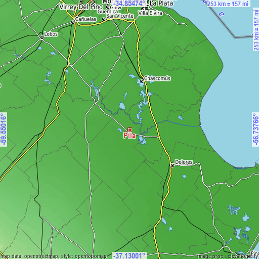 Topographic map of Pila