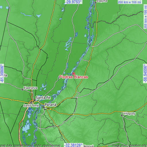 Topographic map of Piedras Blancas