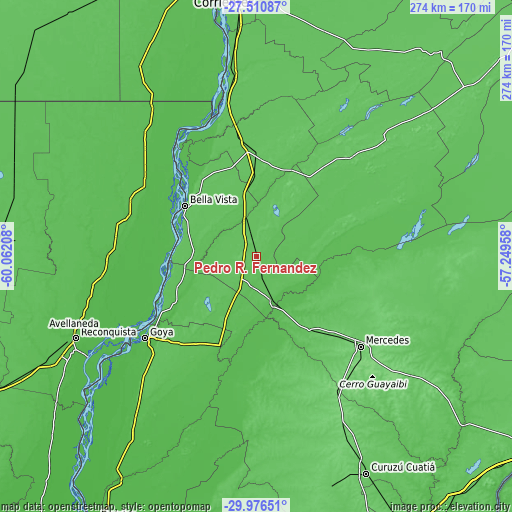 Topographic map of Pedro R. Fernández